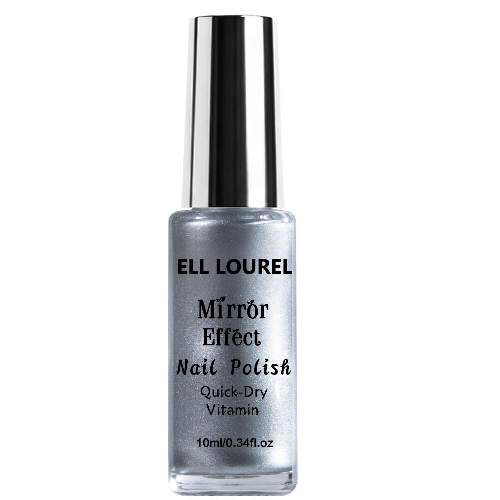 ELL LOUREL Mirror Effect Nail Polish, 10ml Silver Quick-Dry Vitamin-Infused Nail Varnish, Alcohol-Free, Long-Lasting High Gloss, Top Coat Required for Ultimate Mirror Shine, Ideal for Parties, Holidays & Special Occasions, Perfect Nail Gift, 0.34fl.oz