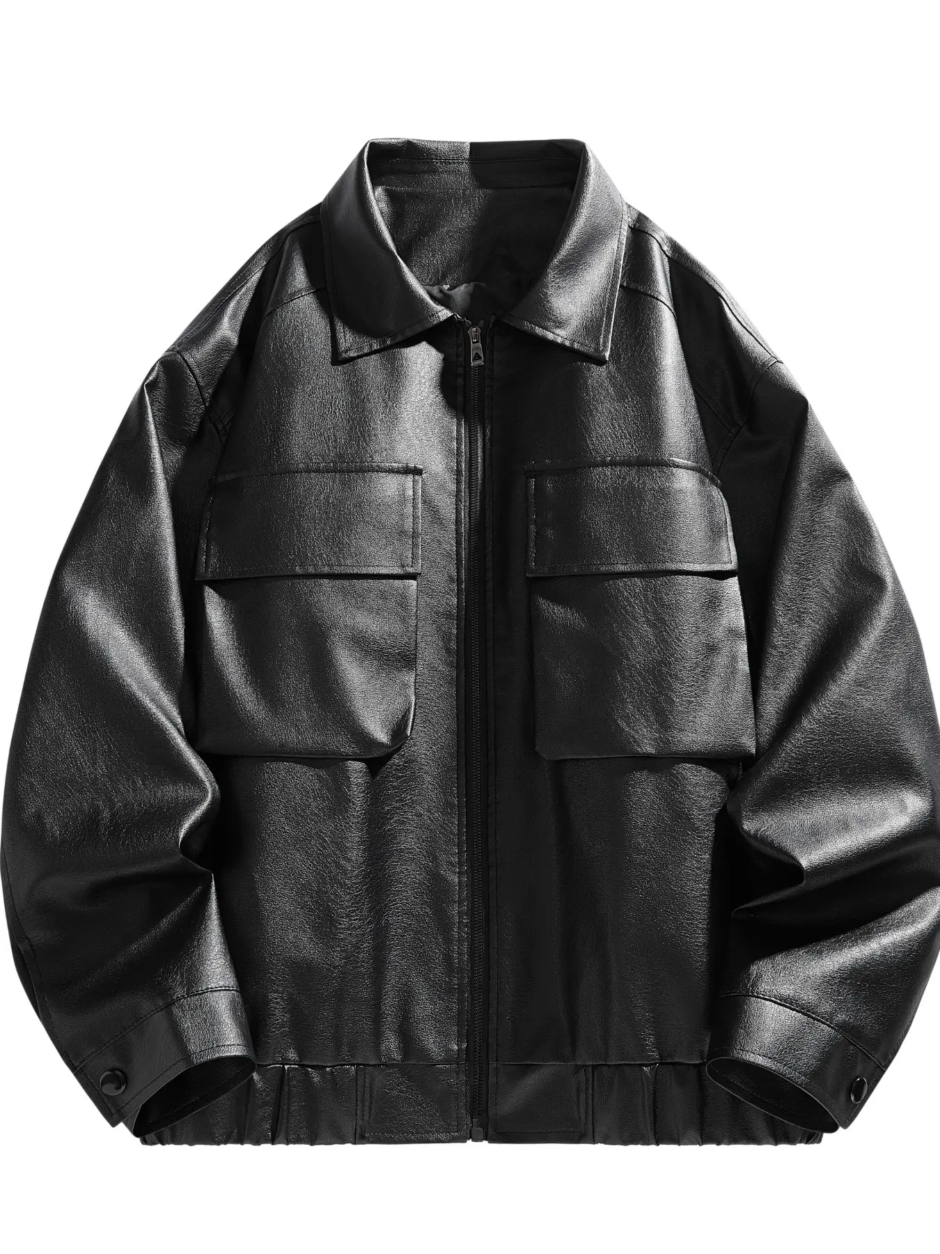 Men's Vintage Jacket, Lapel Workwear Coat with Large Pockets, Loose Zipper Pilot Outerwear, Street Fashion Daily Wear