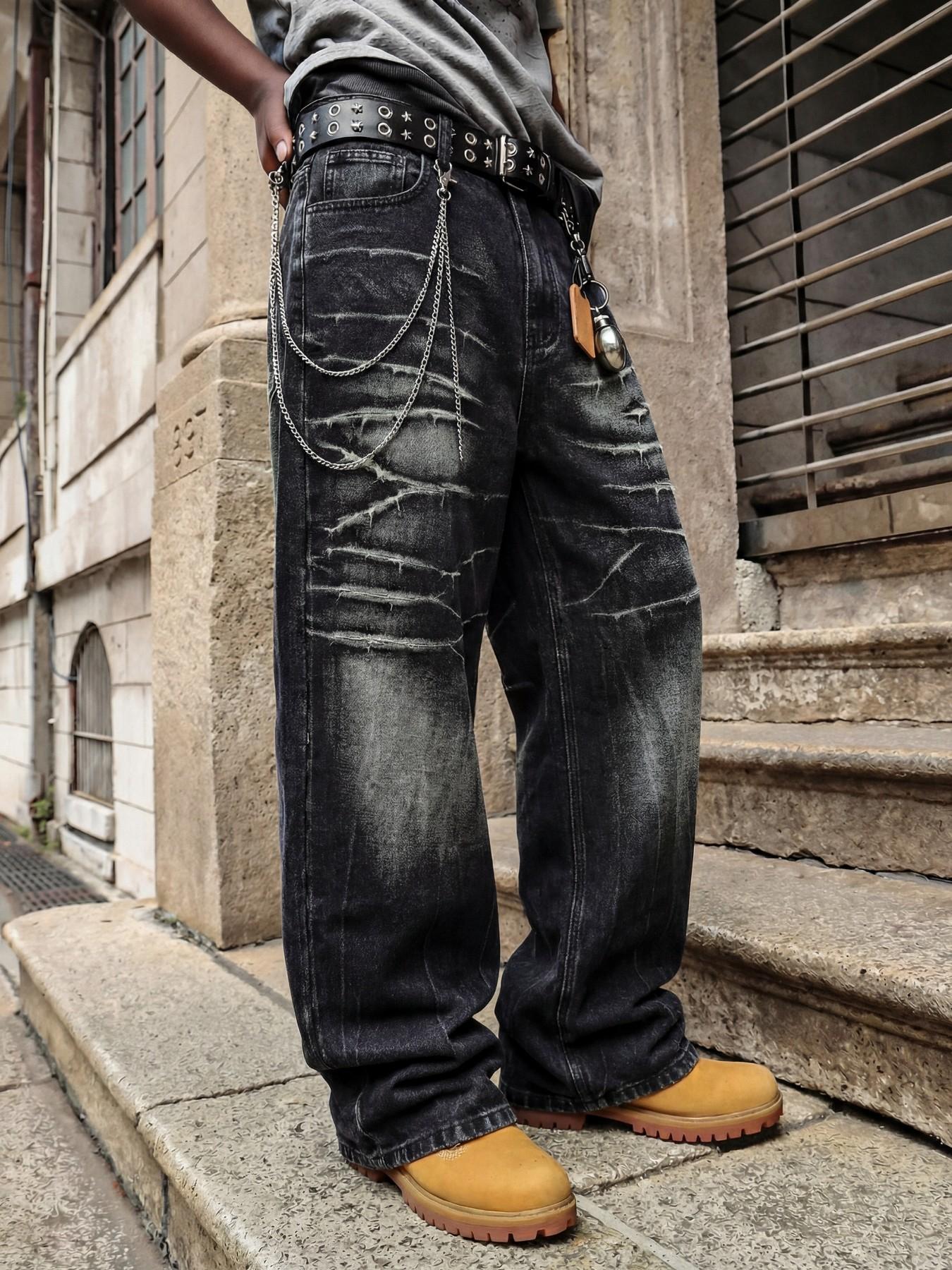 Four-Season Washed Vintage Loose Straight Leg Jeans, Y2K Street Style Denim Jeans, Perfect Gift for Husband and Boyfriend