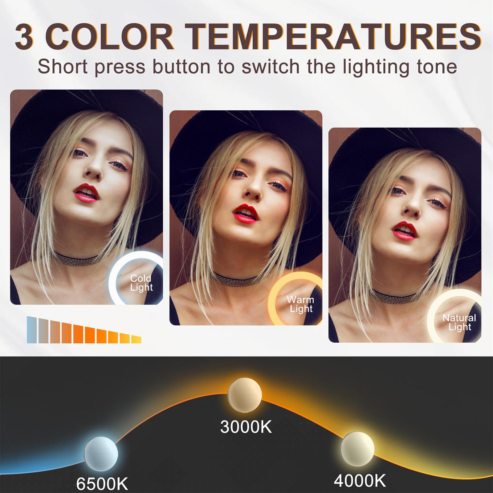 LED Lighted Makeup Mirror with Detachable 5X Magnification – Illuminated Vanity Mirror with Smart Touch Control, 3 Color Modes & Stepless Dimming – Dimmable Hollywood Mirror for Flawless Makeup – Gift for Women