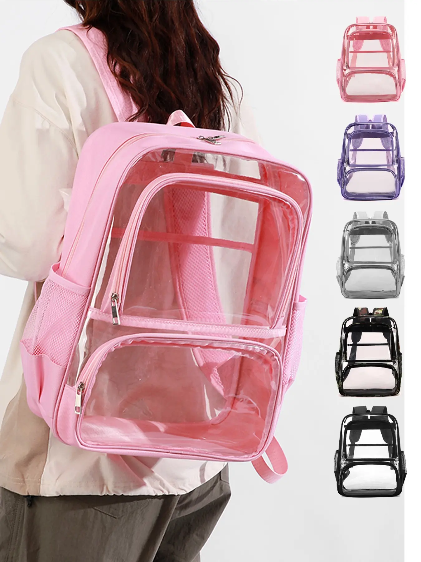 Large Capacity Thick Transparent Backpack, Stadium Security Compliant PVC Book Bag, Visible Student Backpack, Durable and Stylish Design, Backpack for School