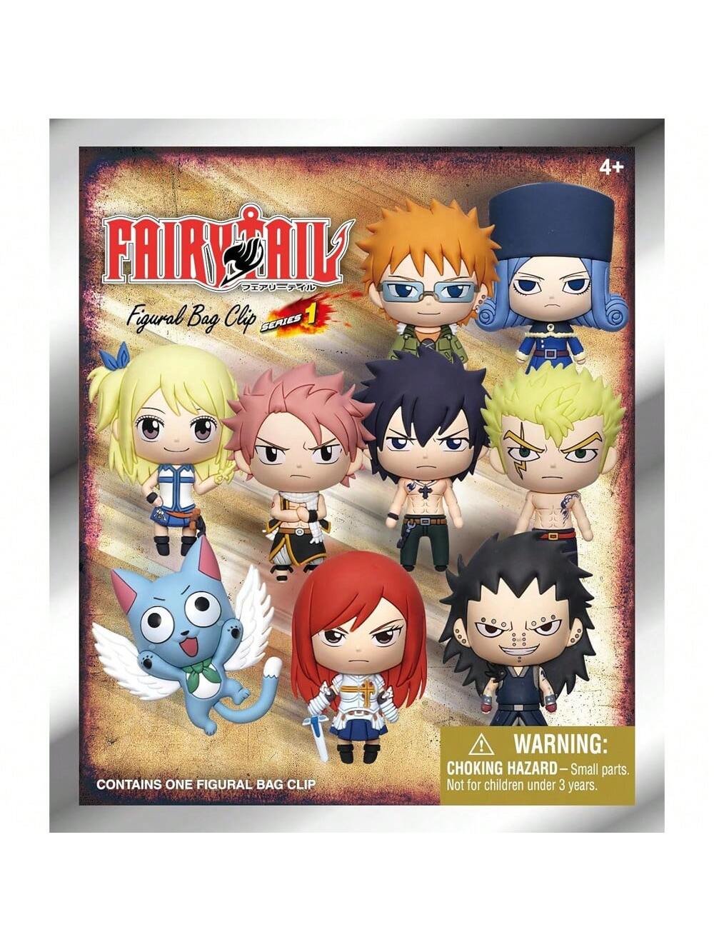 FAIRY TAIL Officially Licensed 3D Anime Character Series Mystery Bulk Bag Clip Keychain Random One Natsu and Gray or Other Characters For Mom and Friends Back to School and Anniversary Gifts