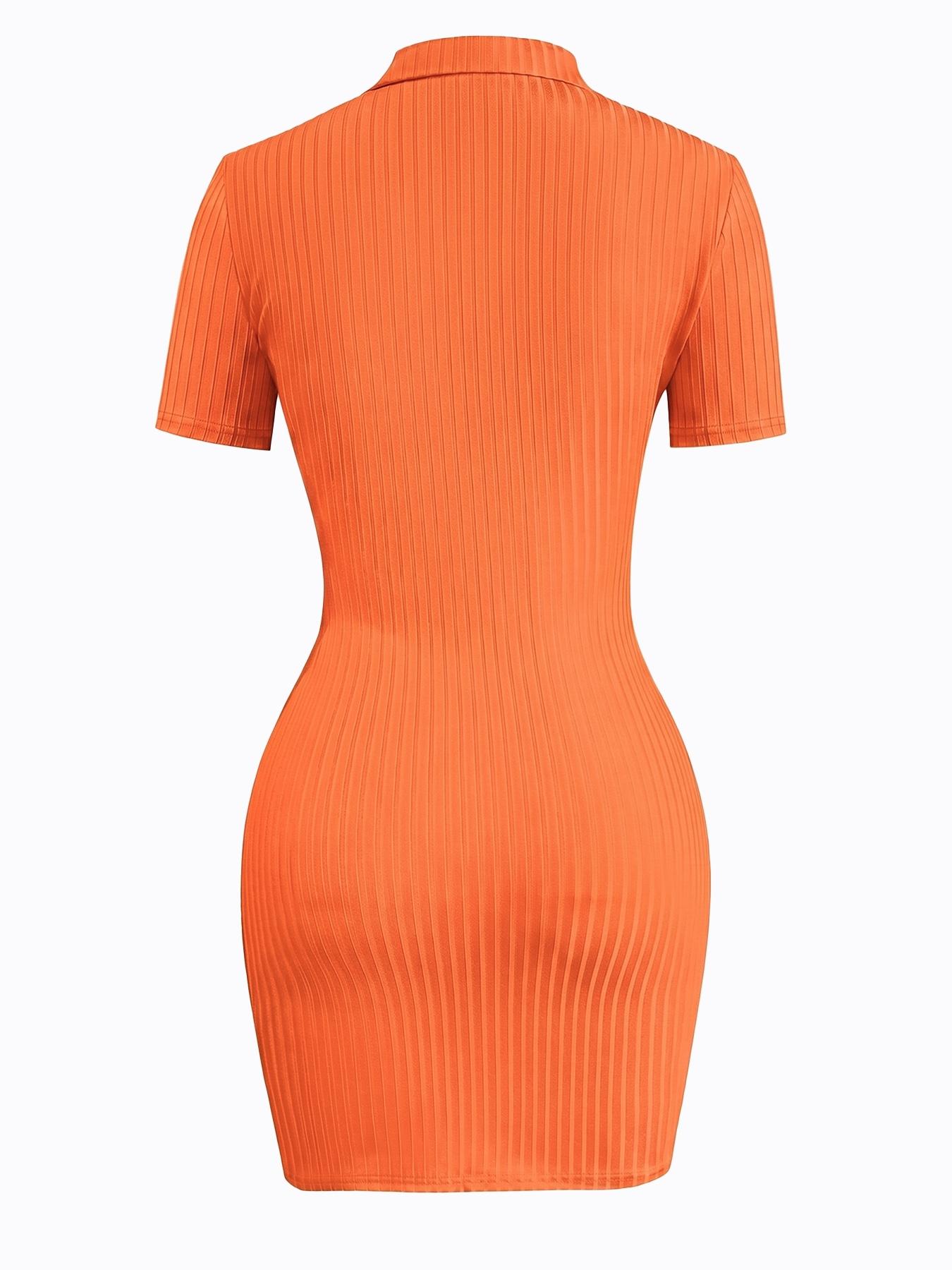 Women's Casual Solid Color V-Neck Short Sleeve Bodycon T-Shirt Dress, Comfortable and Stylish Design Ribbed Knit Dress, Perfect for Daily Wear, Elegant and Versatile Choice, Summer Vacation Wear, Fit, Casual Dresses
