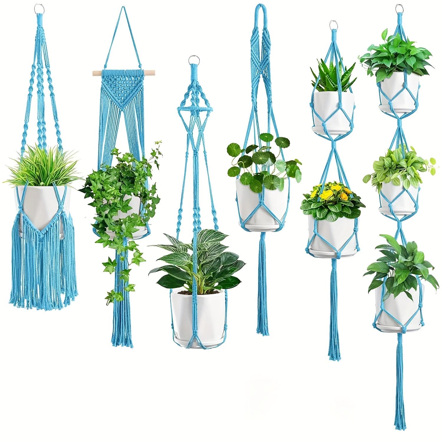 6-Pack Handmade Woven Plant Pot Hangers, Indoor And Outdoor Flower Pot Hanging Baskets, Handmade Woven Plant Hanging Stands, Suitable For Bohemian Home, Patio, And Garden Decoration (Plants And Flower Pots Not Included)