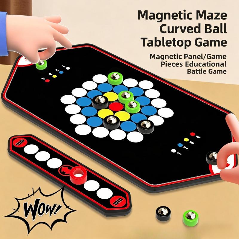 Tabletop Game Magnetic Battle Game with Rolling Ball, Interactive Entertainment And Leisure Props for Parties, 2-Player Competition, Enhance Party Atmosphere, Party Activities, Christmas Carnival