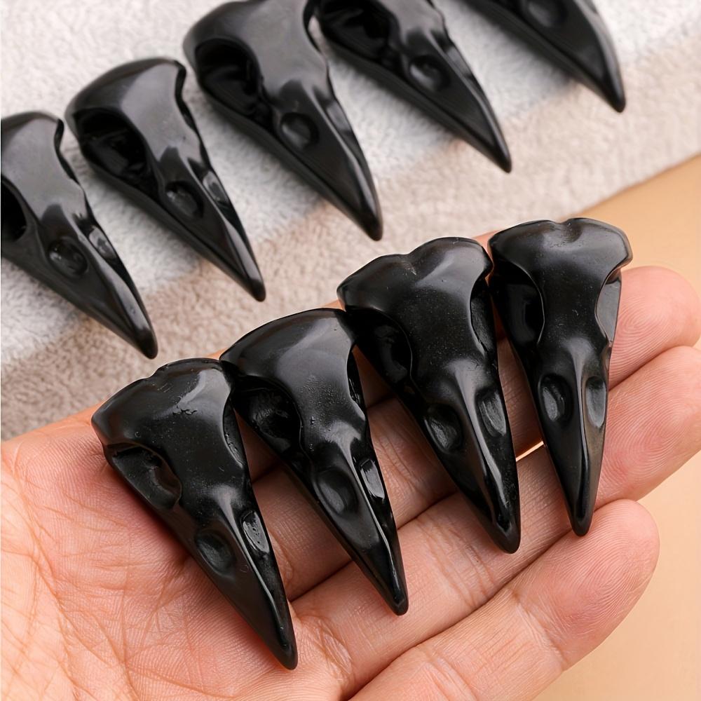 1 piece Hand-Carved Natural Obsidian Raven Skull Crystal Ornament, Crystal Carvings, Gothic Witchcraft Protection Stone, Raven Skull Statue for Wiccan Altar Decoration, Yule Spiritual Gift, Ideal for Birthday and Halloween Ambiance