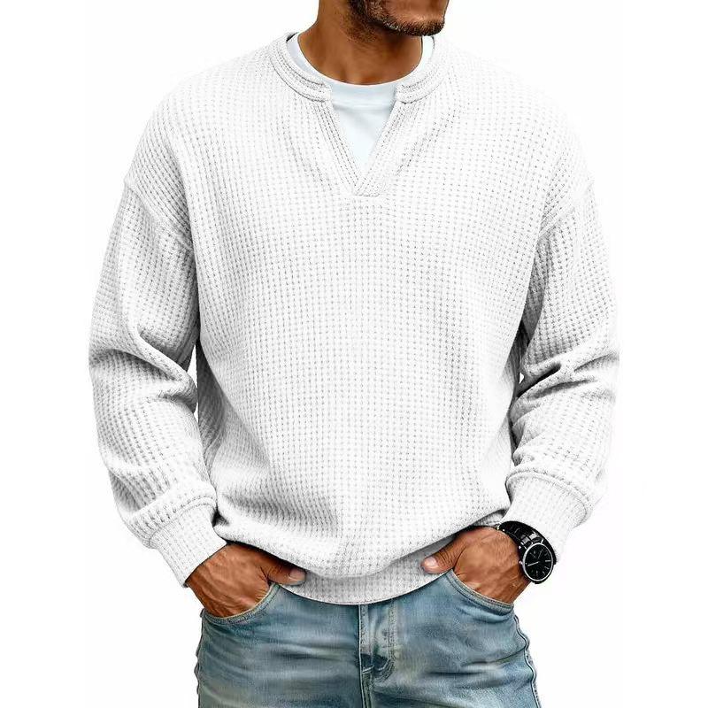 100 percent cotton waffle-knit shirt detail