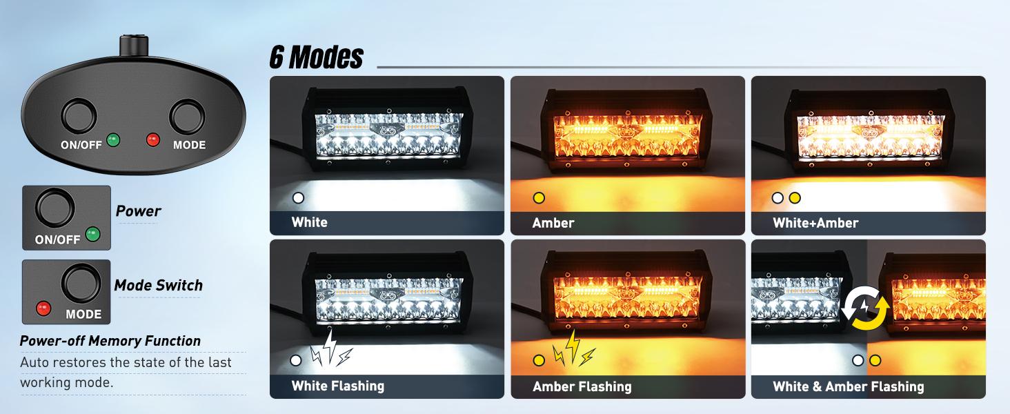 Nilight 16AWG Wiring Harness Kit 2 Leads Specially Customized for 6 Modes Amber White Strobe Light Bar Off Road LED Work Light 12V On Off Switch Remember and Reset Function Side Lamp