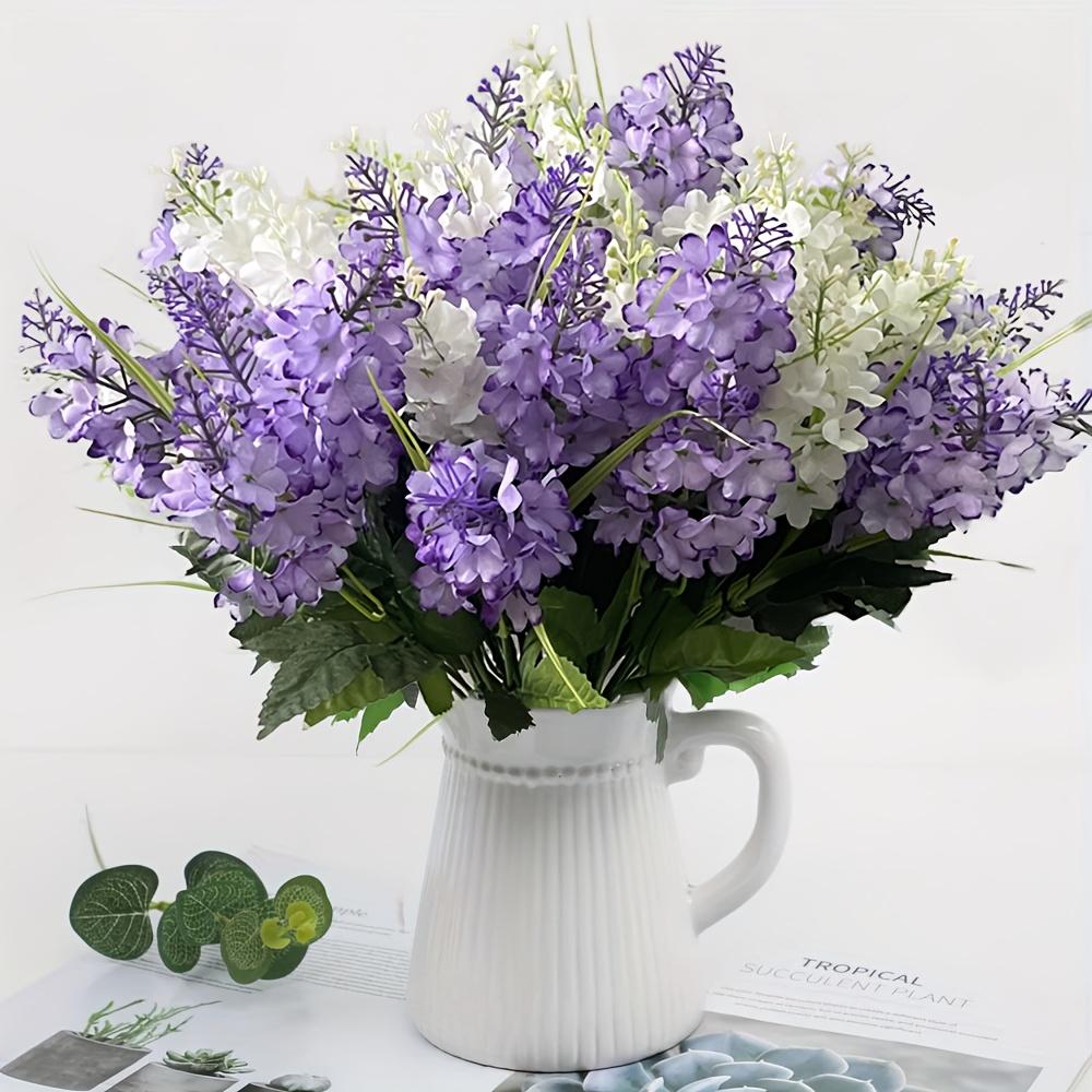 A Bouquet of 30 Artificial Flowers in White And Purple Hyacinths, Fade-Resistant And Low-Maintenance for Outdoor Use, Suitable for Indoor And Outdoor Weddings, Gardens, Offices, And Parties | Spring And Summer Decorative Floral Arrangements