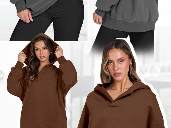ANRABESS Womens Oversized Hoodies V Neck Sweatshirts Long Sleeve Pullover Casual Fall Teen Girls Preppy Clothes 2025 Trendy Fit Womenswear