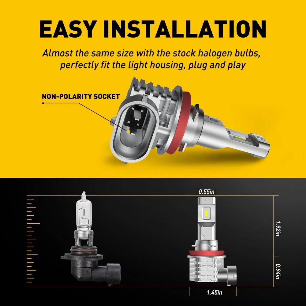 AUXITO H11/H9/H8/9145/H10/9140/9045/9005 HB3/9006 HB4 LED Fog Light Bulb Fanless, 40W 6000LM High Brightness LED Headlight , 6500K Cool White,3000K Amber Yellow,CSP LED Chips Fog Lamps Replacement for Cars, Play and Plug (Pack of 2)