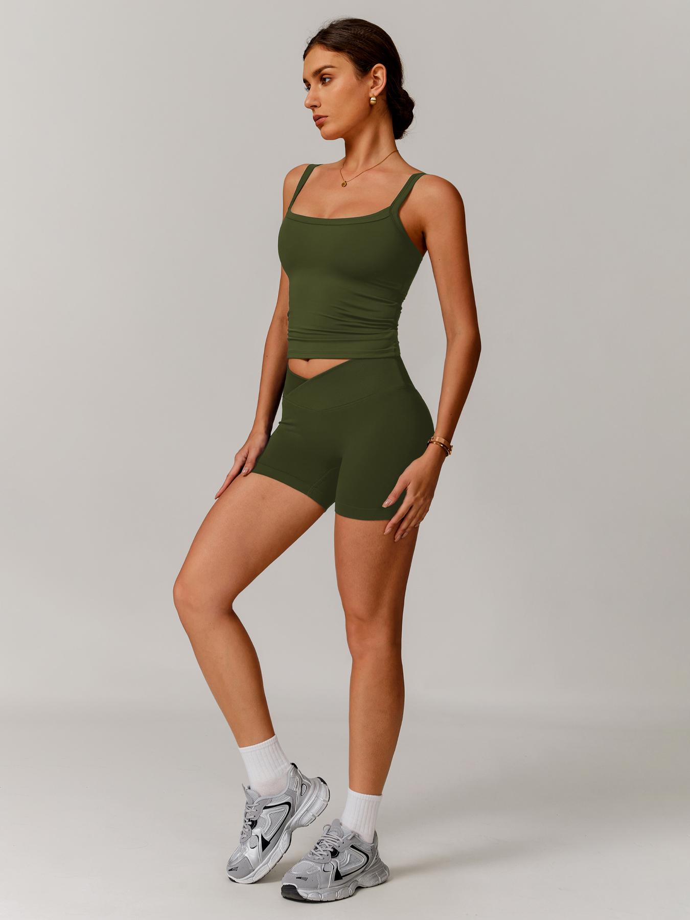 Women's Solid Top & Shorts Sportswear Set, Stretchable Activewear Casual Comfy Breathable Two-piece Outfits for Yoga Gym Workout Running, Ladies Sportswear for Spring & Fall