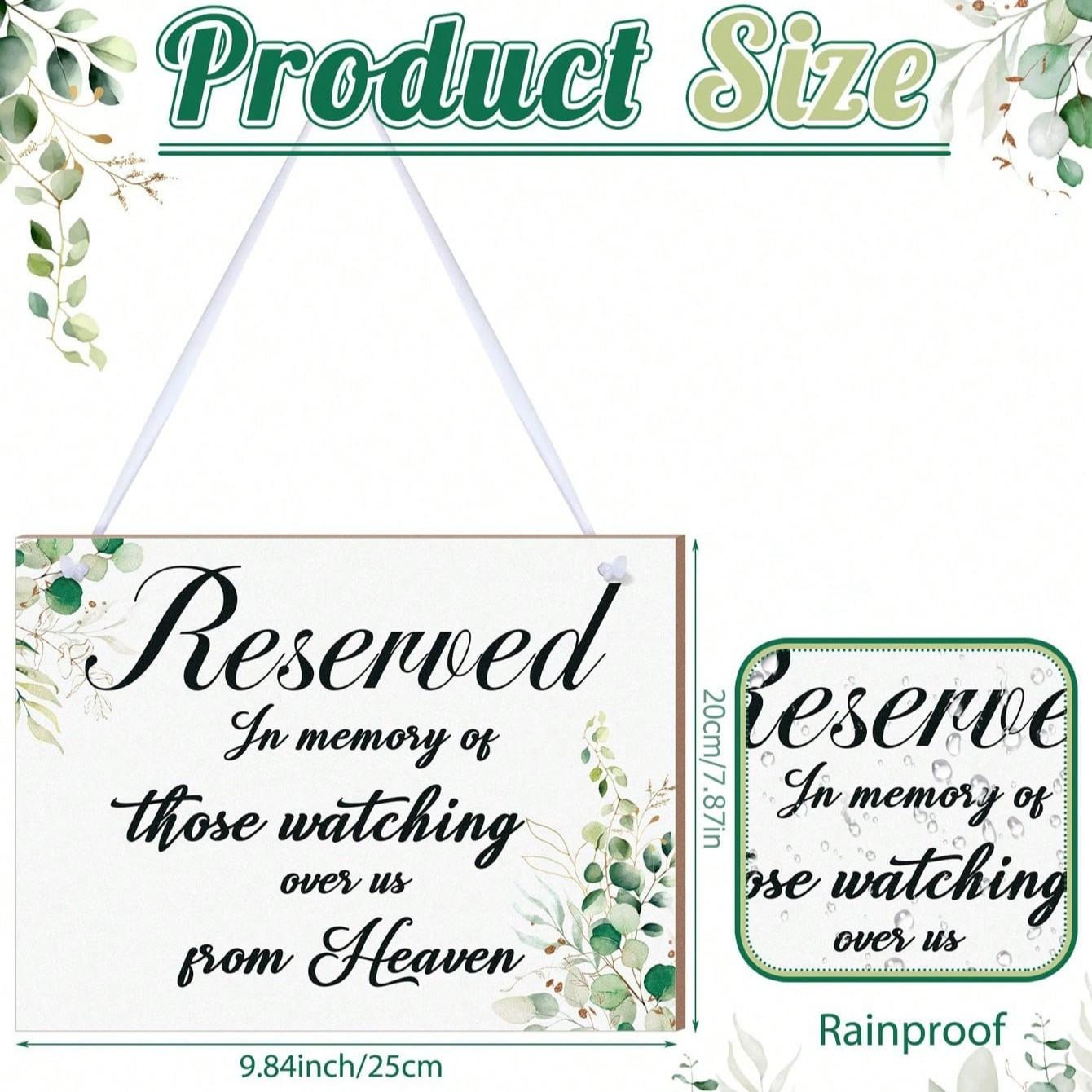 Wedding Reservation Sign Wooden Memorial for Deceased, Wedding Wood Memorial Plaque, Celebrate Heaven Ceremony, Restaurant Seat Banner (eucalyptus)