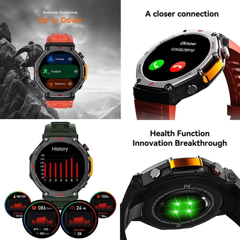 Men's Sport Smart Watch M-Rex4, 1.45 Inch HD Touch Screen, Bluetooth-compatible Call Sos NFC, Multi-Sport Modes, Heart Rate Sleep Monitor, 5atm Waterproof, 500mah Battery