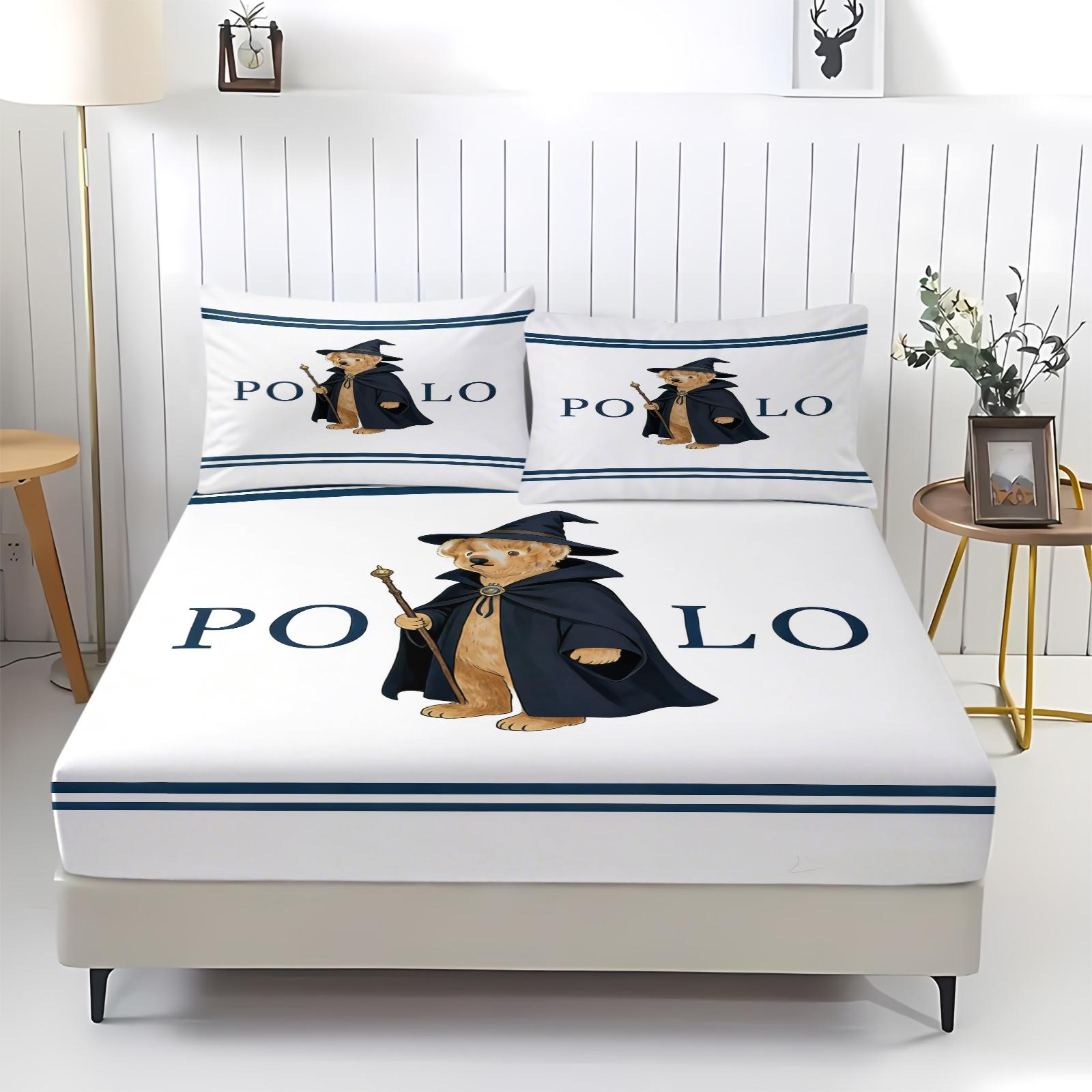 Teddy Bear Pattern Bed Sheet, Comfortable Printed Pattern, Includes 1 Bed Sheet and 2 Pillowcases, Comfortable Bedding, Non slip Dust Cover Suitable for Bedroom and Guest Room, Suitable as a Gift for Children or Adults, Bed Sheets Set