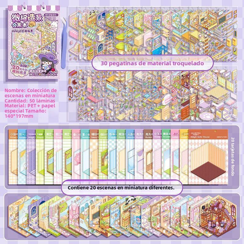 3D Sticker Scene Book for Adults and Kids, DIY Landscape Stickers, Large and Medium Sizes, Creative Gift for Notebooks, Water Bottles, Scrapbooks, DIY Decorative Stickers
