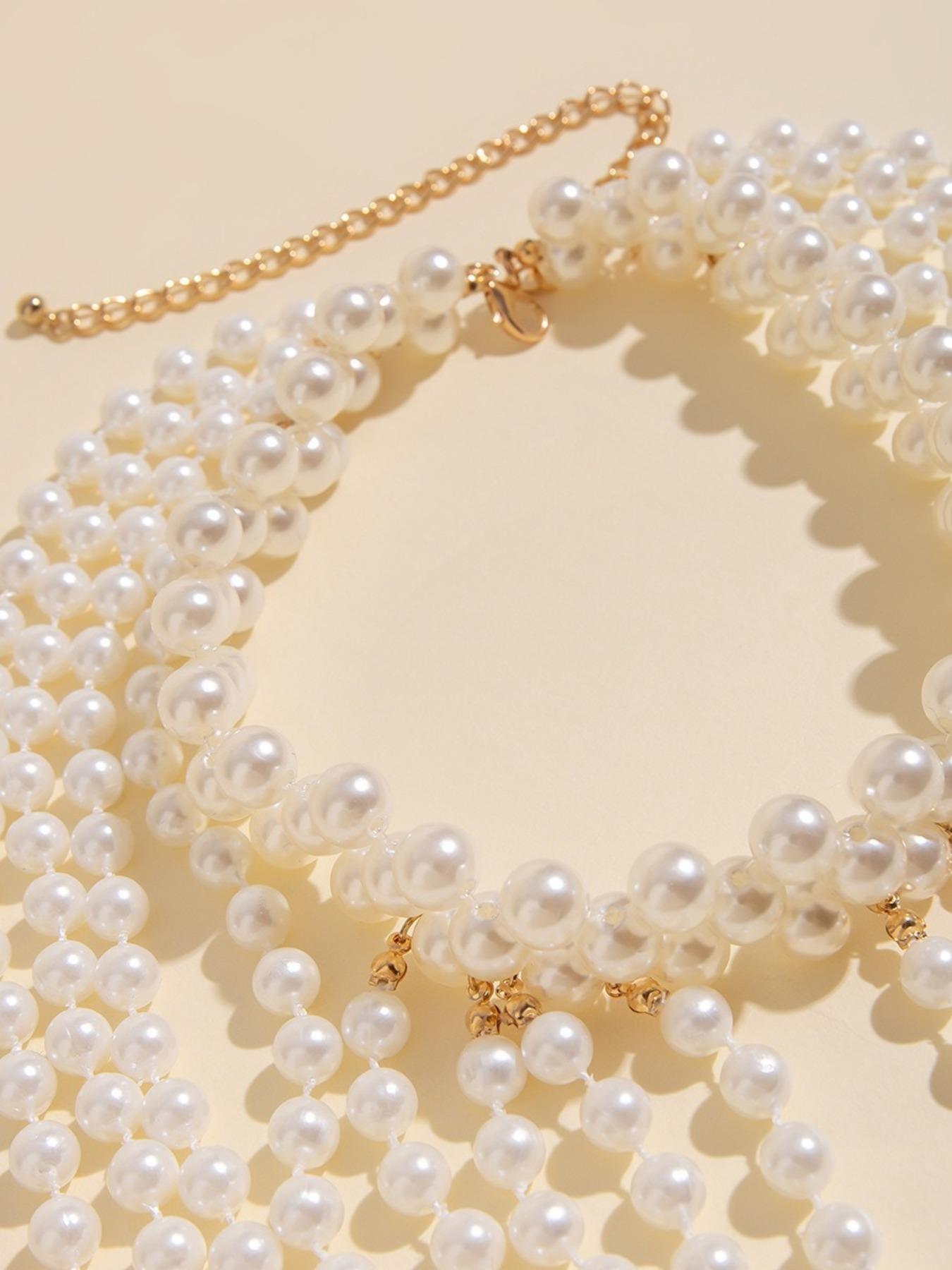 Bridal Tassel Imitation Pearl Shoulder Chain Necklace, Elegant Shawl Wedding Jewelry, Women's Accessory, New 2026 Design