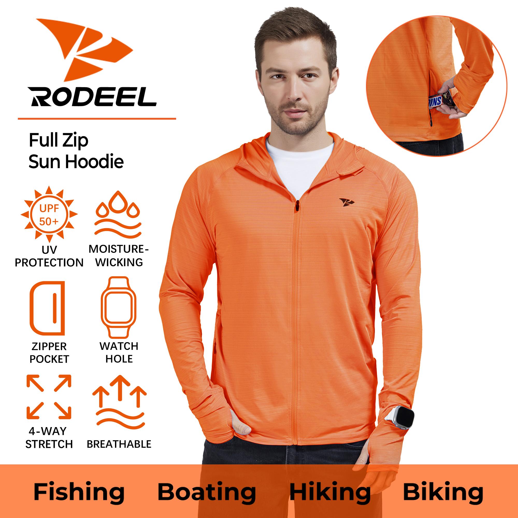 【RODEEL】930 Full Zip Sun Hoodie Shirts w/ Thumbhole Men UPF 50+ UV Protection Long Sleeve Lightweight Quick Dry Moisture Wicking Breathable Cooling Athletic Activewear for Outdoor Sports Hiking Camping Fishing Construction, Holiday Gift