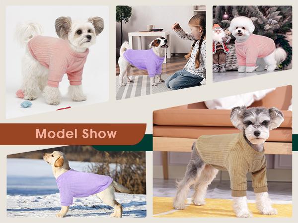 Kuoser Soft Warm Pup Dogs Shirt Winter Puppy Sweater for Dogs Stylish Fashionable Cozy Plush Pink Dog Sweatshirt for Bulldog Shiba Inu French Bulldog Warmth