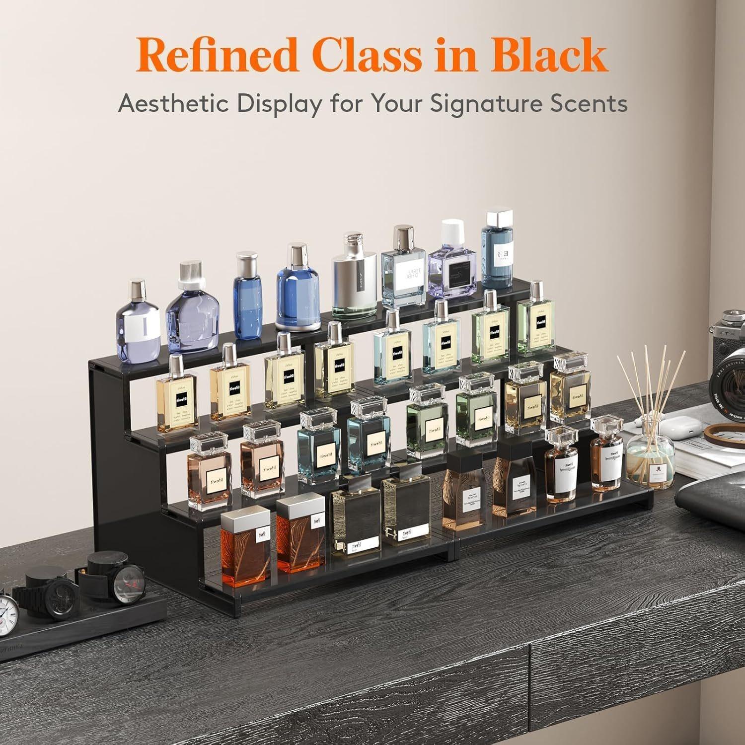 Acrylic Multi-Layer Display Rack, Tool-Free Assembly, Perfume Showcase Box, Figure Organizer, Spice Storage Holder