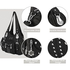 Angel Kiss Soft PU Leather Large Hobo Bag for Women - Adjustable Shoulder Strap, Multiple Pockets, Anti-Theft Back Zipper, Casual Handbag Satchel SpringStatements