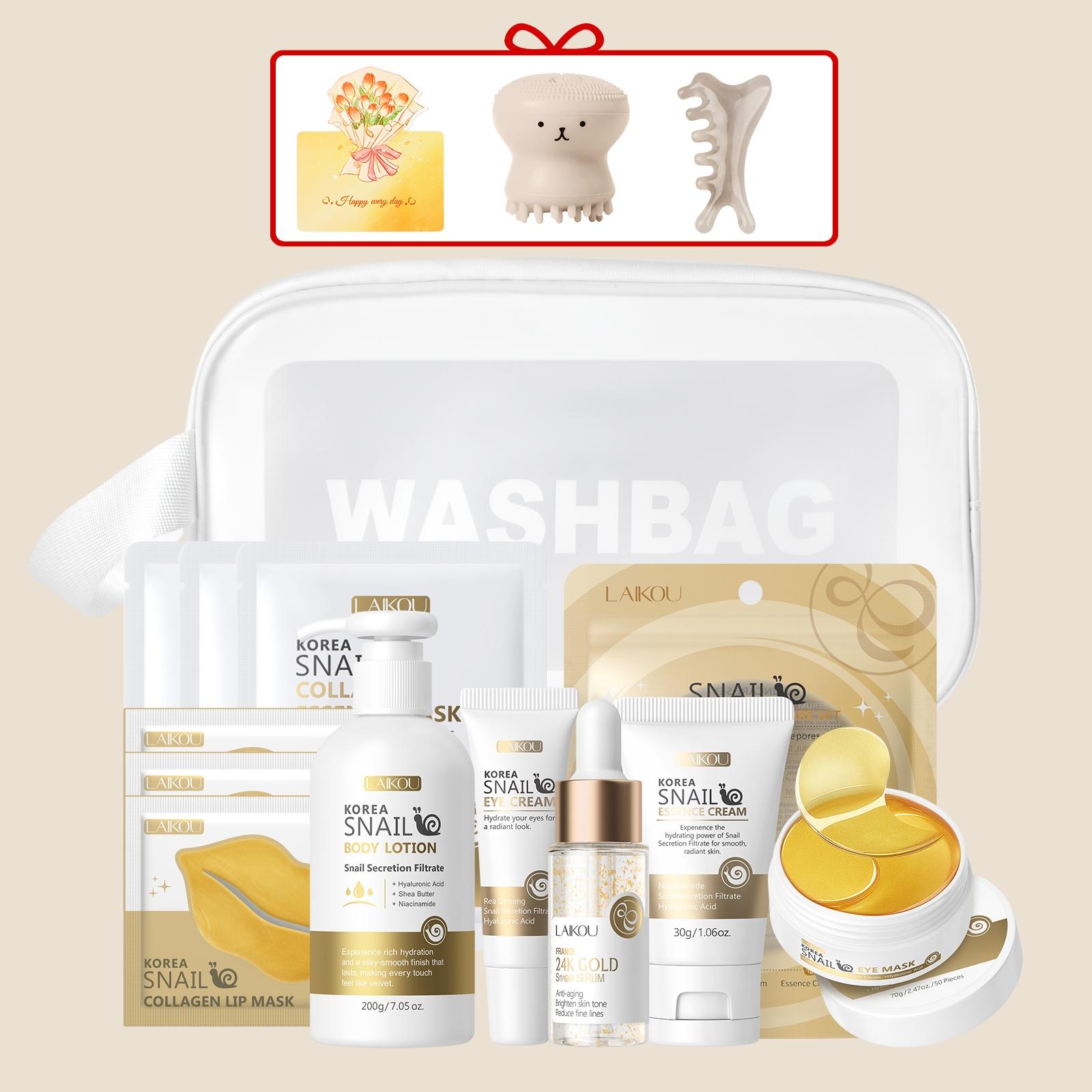 Snail Collagen Skin Care Kit, 1 Set Facial Cleanser, Toner, Serum, Eye Cream, Essence Cream and Mask, Moisturizing Hydrating Hydrate Skin Care Set for Women