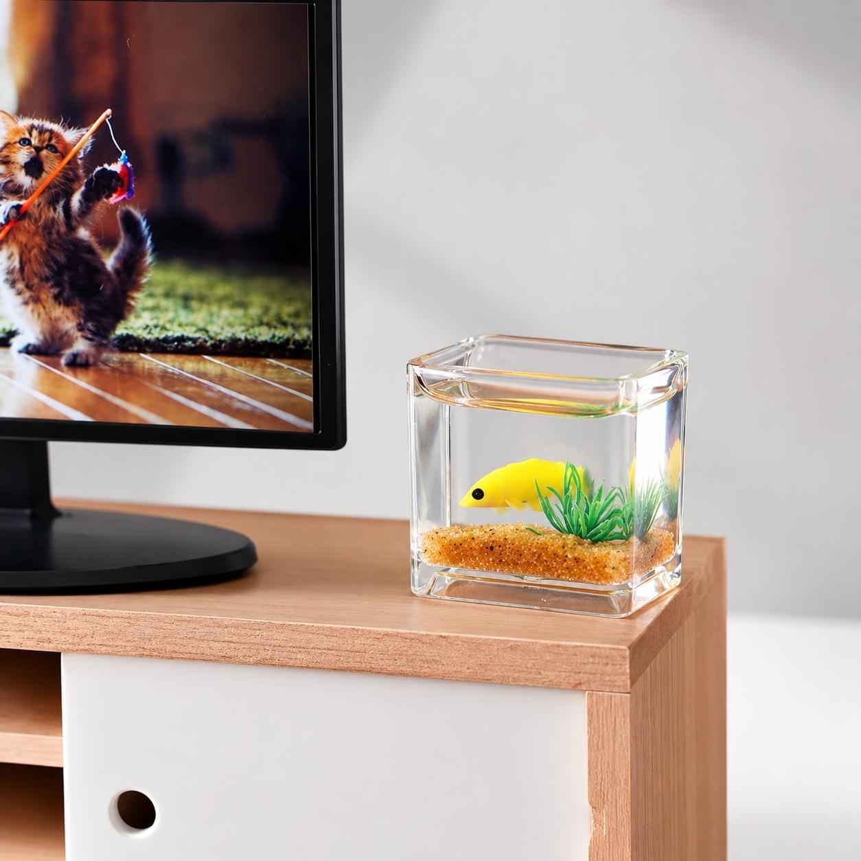 DIY Moss Terrarium Kit: Glass Hydroponic Fish Ecosystem, Creative Micro Landscape Art for Home Office Desk Decor, Non-Toxic Moss Planter, Durable Desktop Tool Set