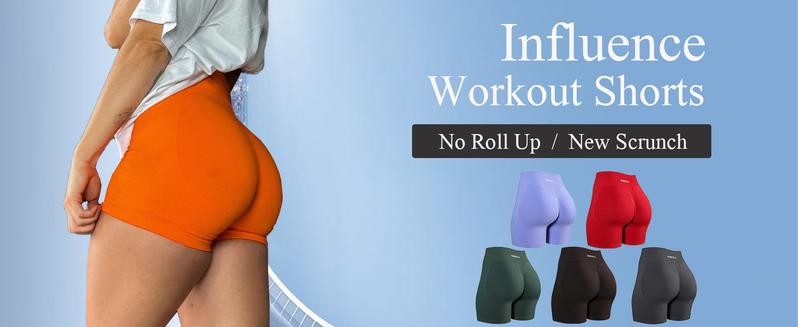 AUROLA Influence Collection Workout Shorts for Women,No Roll Up Squat Proof New Scrunch Seamless Compression Gym Impact Short 4.5" Inseam