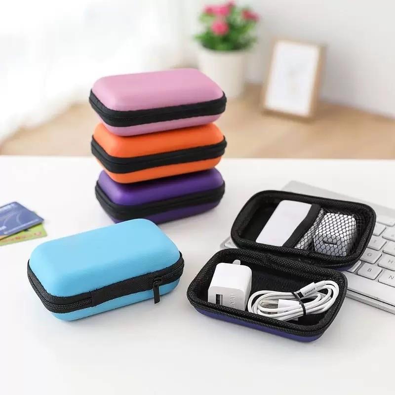 Bluetooth-compatible Wired Earphone Box, Universal Earphone Case, Shockproof Wallet, Includes Charger and Data Cable, Ready Stock