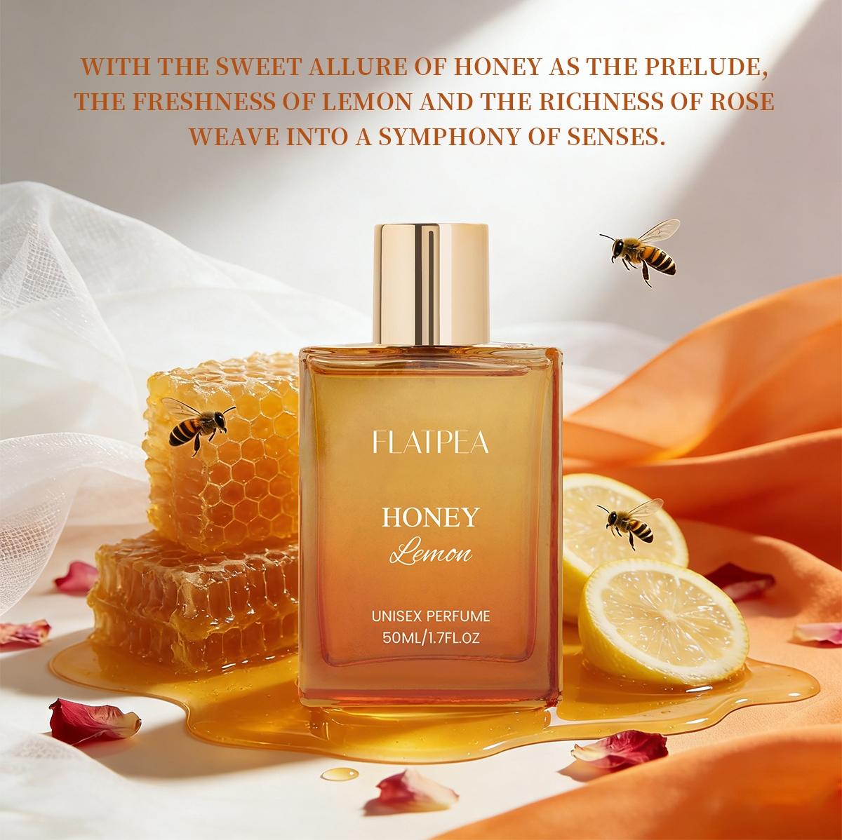 50ML Honey Lemon Perfume, Rich Layered Unisex Scent for Men & Women, Fresh Lemon with Rose, Long Lasting Fragrance for Daily Use