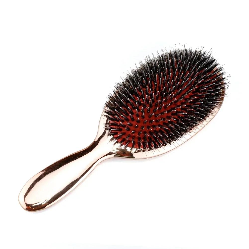 Luxury Pig Bristle Massage Comb, Four Color Options, Gold Silver Colors, Anti-Static Hair Brush, Styling Tool, Single Item