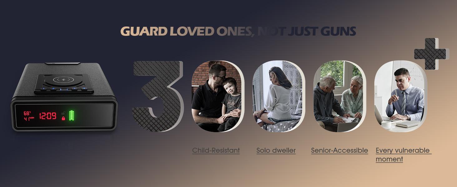 Biometric Personal Safe Container with Wireless Charging for Phone&Watch, 3 Quick Access Money Box with Fingerprint Backlit Keypad - Compact Bedside Drawer Safe, 24/7 Digital Clock Biometric Personal Safe Container with Wireless Charging for Phone&Watch, 3 Quick Access Money Box with Fingerprint Backlit Keypad - Compact Bedside Drawer Safe, 24/7 Digital Clock