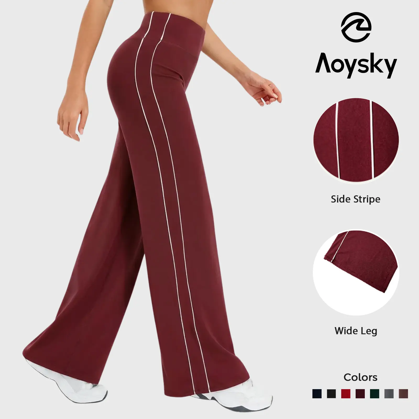 Aoysky Womens Wide Leg Pants High Waisted No Front Seam Buttery Soft Casual Lounge Yoga Pants