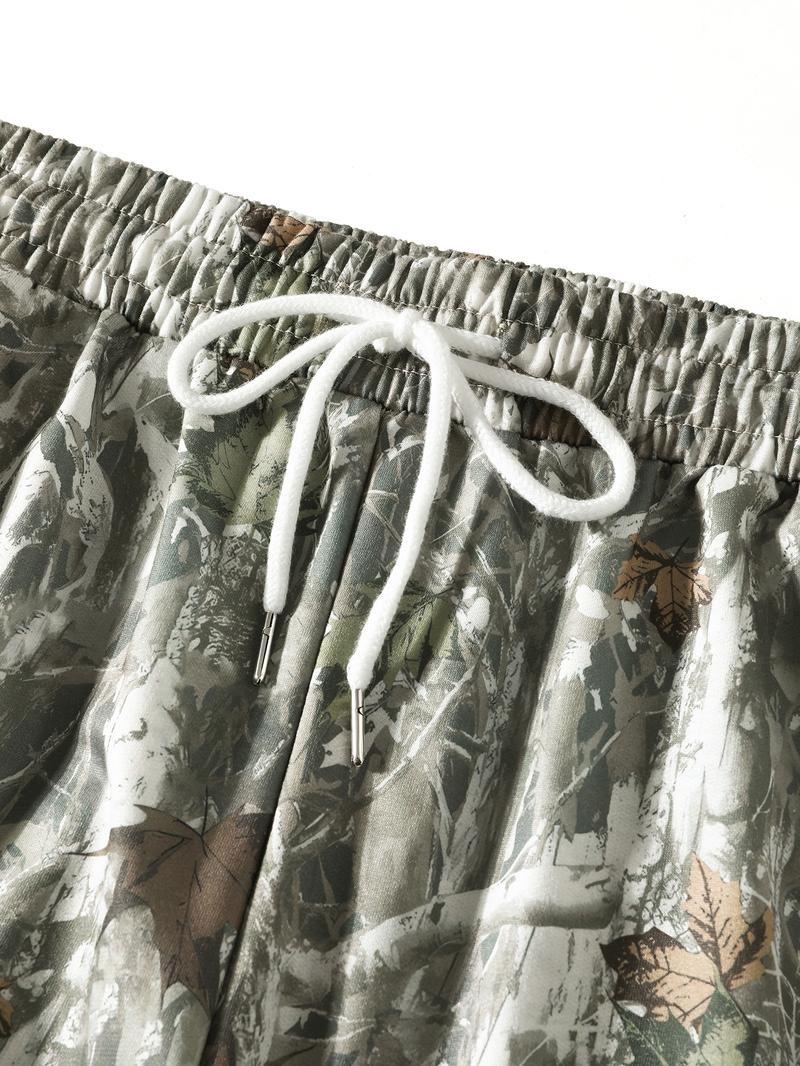 Women's Camo Wide Leg Pants with Pockets, Loose-Fit Drawstring Waist, Casual Fashion for Spring Summer Fall, Adult Clothing