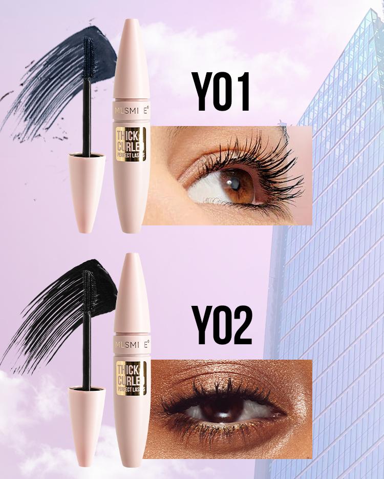 MLSMILE 2-color mascara, thickening, lengthening, curling, smudge-proof and waterproof, suitable for creating length and volume, vegan, no animal testing, holiday gift for women.
