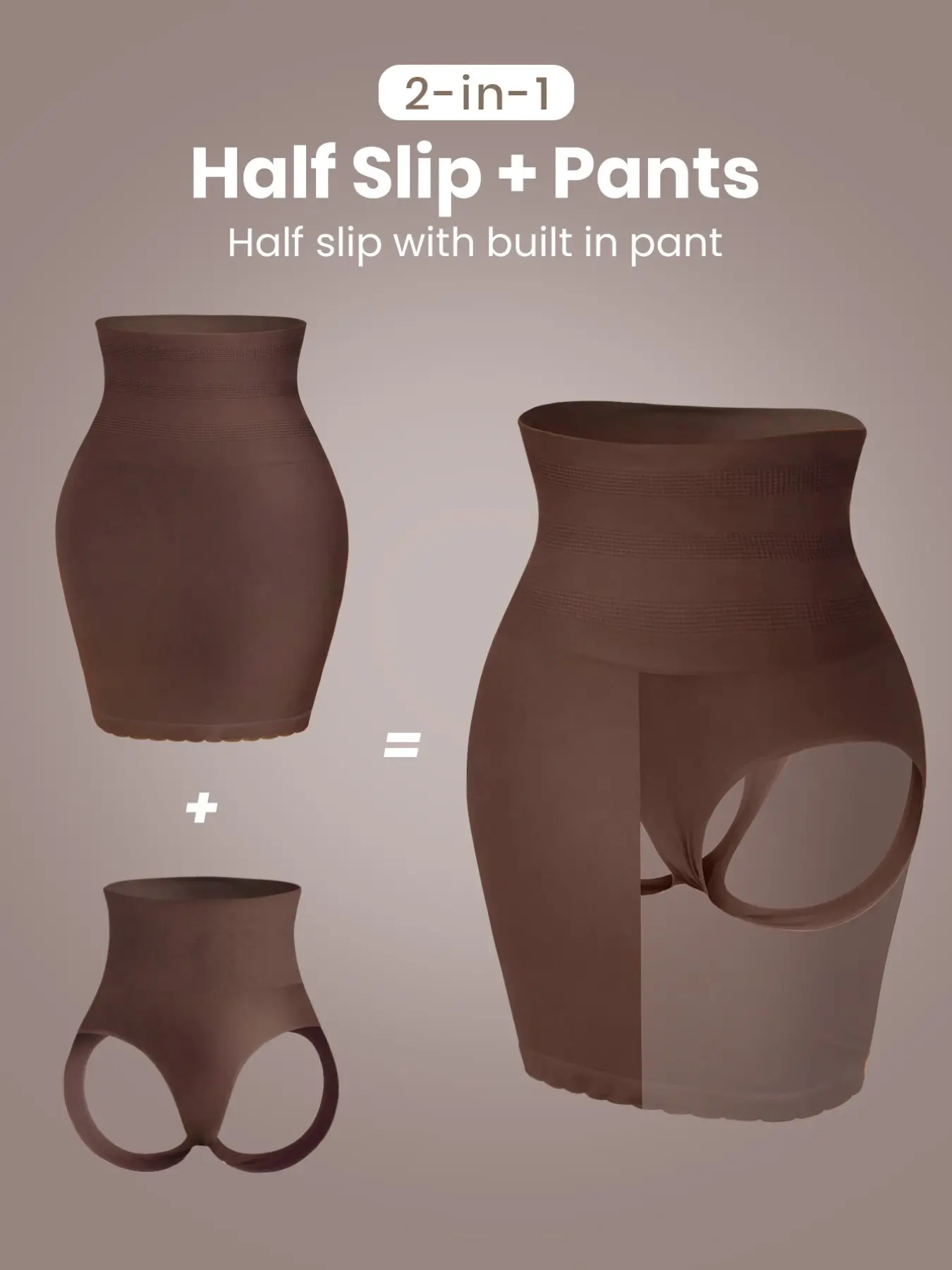 High Waist Women's Shaping Skirt and Underwear 2 in 1 Built In Shapewear, Casual Comfy Shaper, Casual Short Slip Skirt with Body Sculpting Features, All Season Wear