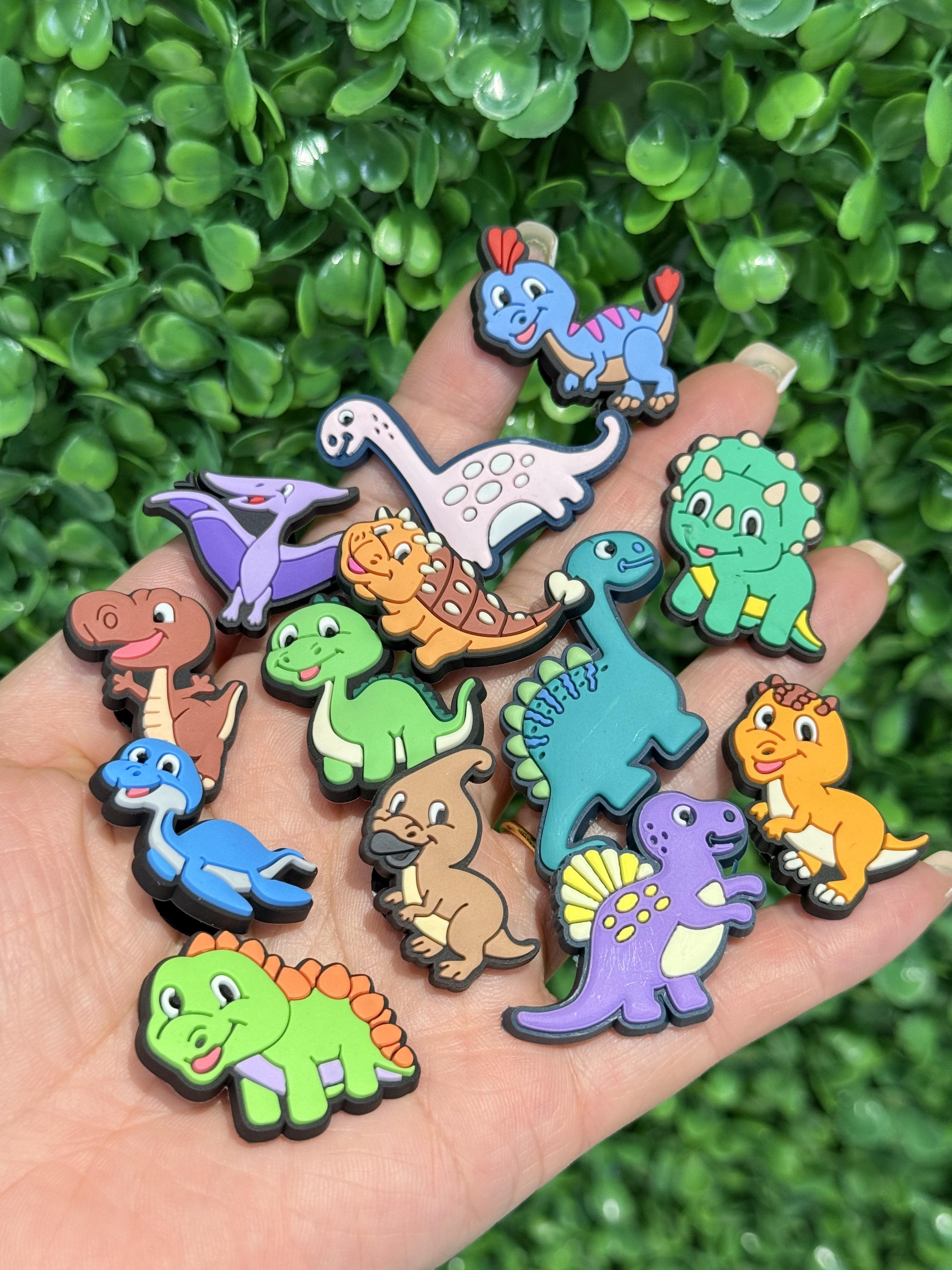 13Pcs Cartoon Animal Dinosaur Shoe Accessories, Shoe Charms, DIY Holey Shoes Button Sandals Decor, Fit For Kids & Adult , All Seasons