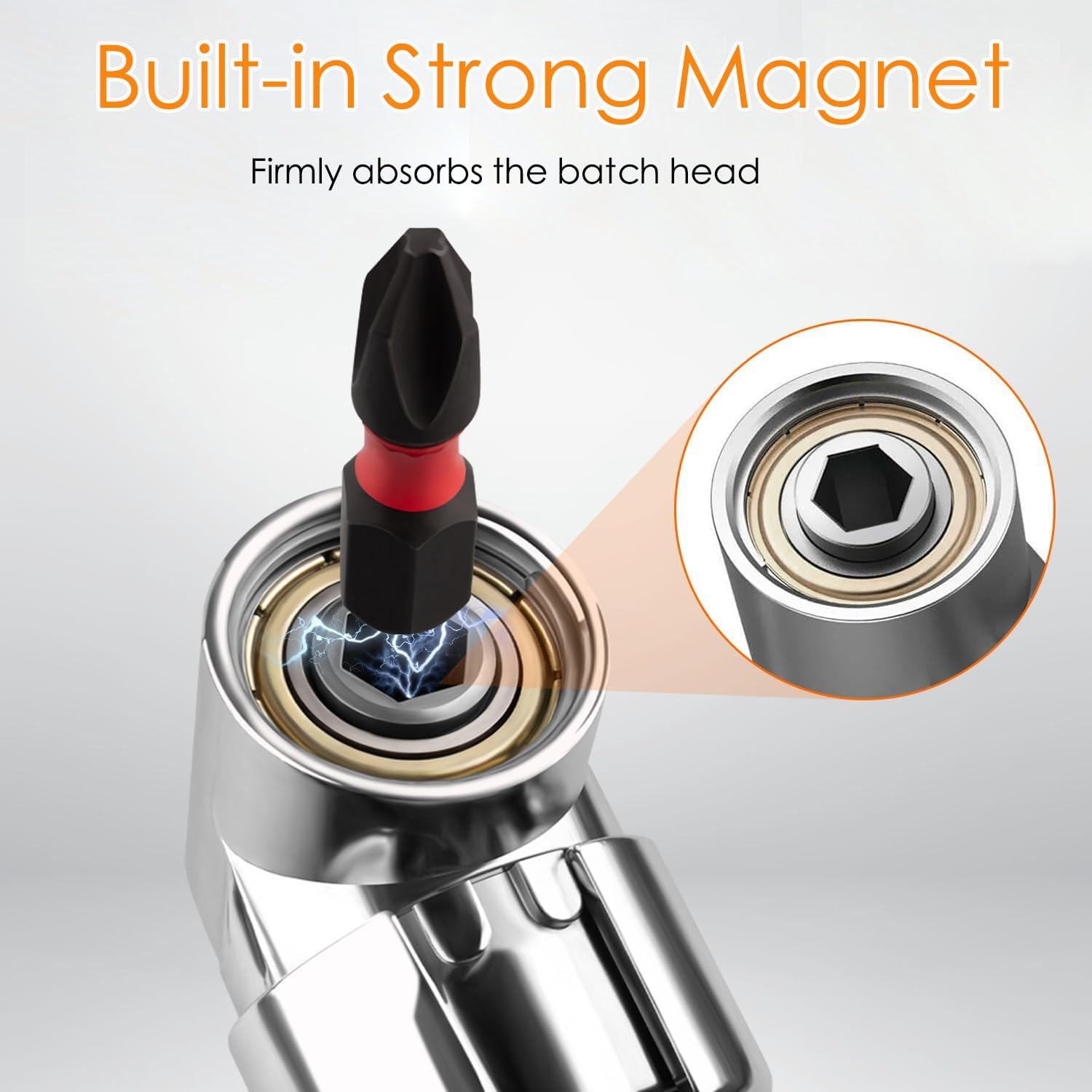 Multi-function Bend Screwdriver Bit Screw Hub,105 Degree Right Angle Drill Adapter 1/4" Hex Shank Right Angle Drill Attachment.