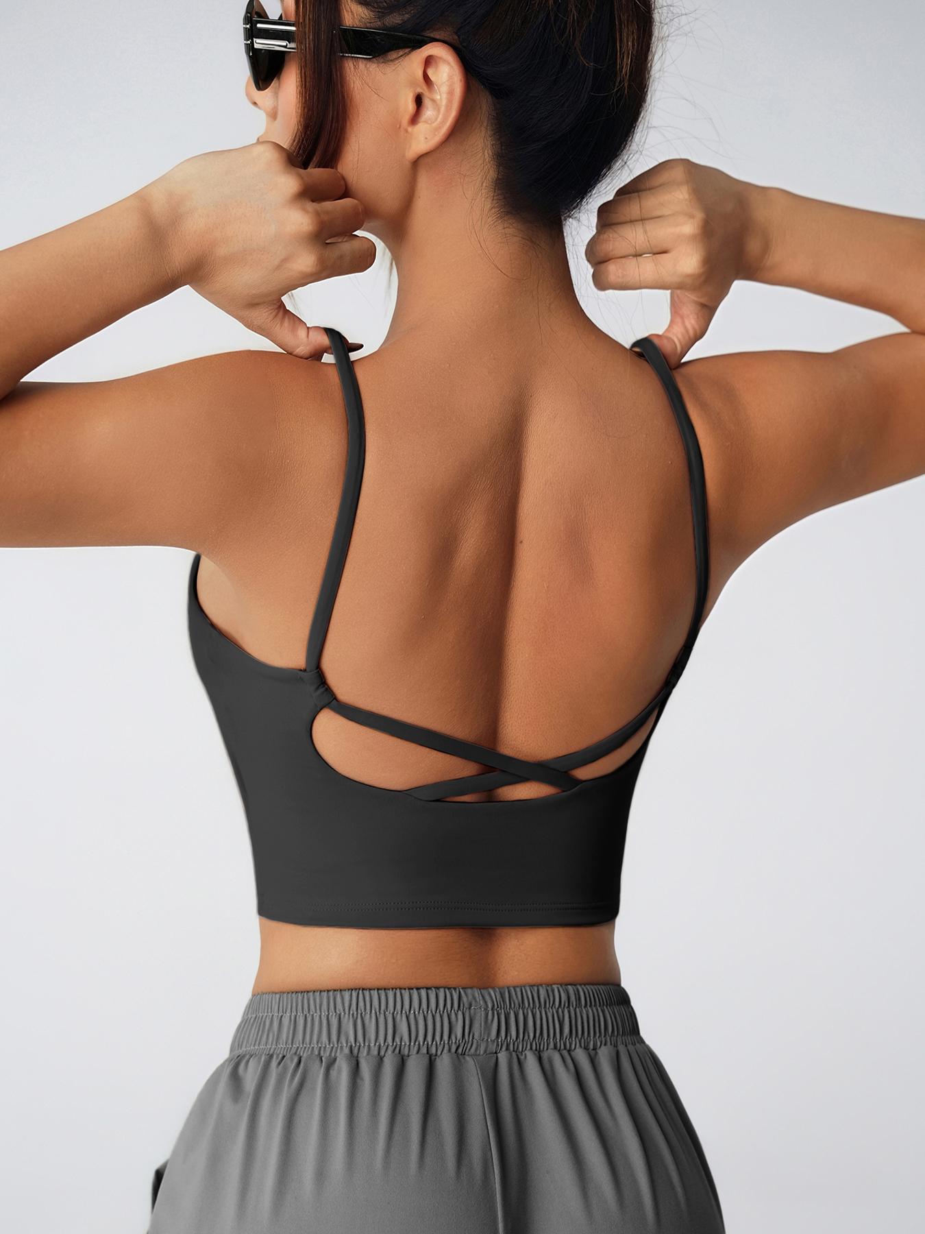 Women's Sports Vest Back Cross Sharkskin Texture Elastic Thin Strap Tight Fit Gym Training Outdoor Casual Golf Tennis Base Layer Yoga Sports Vest