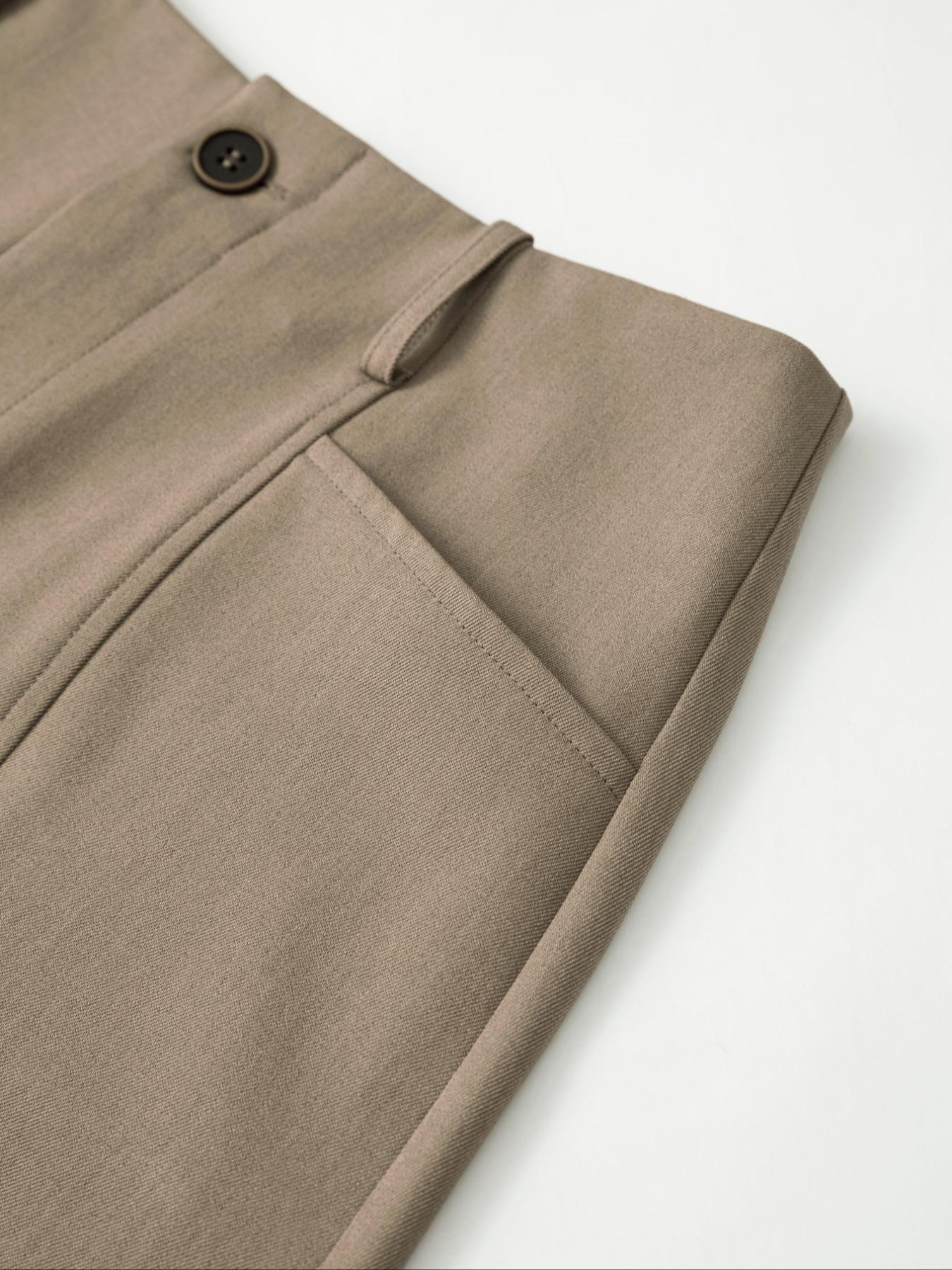 Women's Solid Color Casual High Waist Straight Leg Shorts, Front Button Side Pockets, Fitted Short Pants, Plain Style, Basic