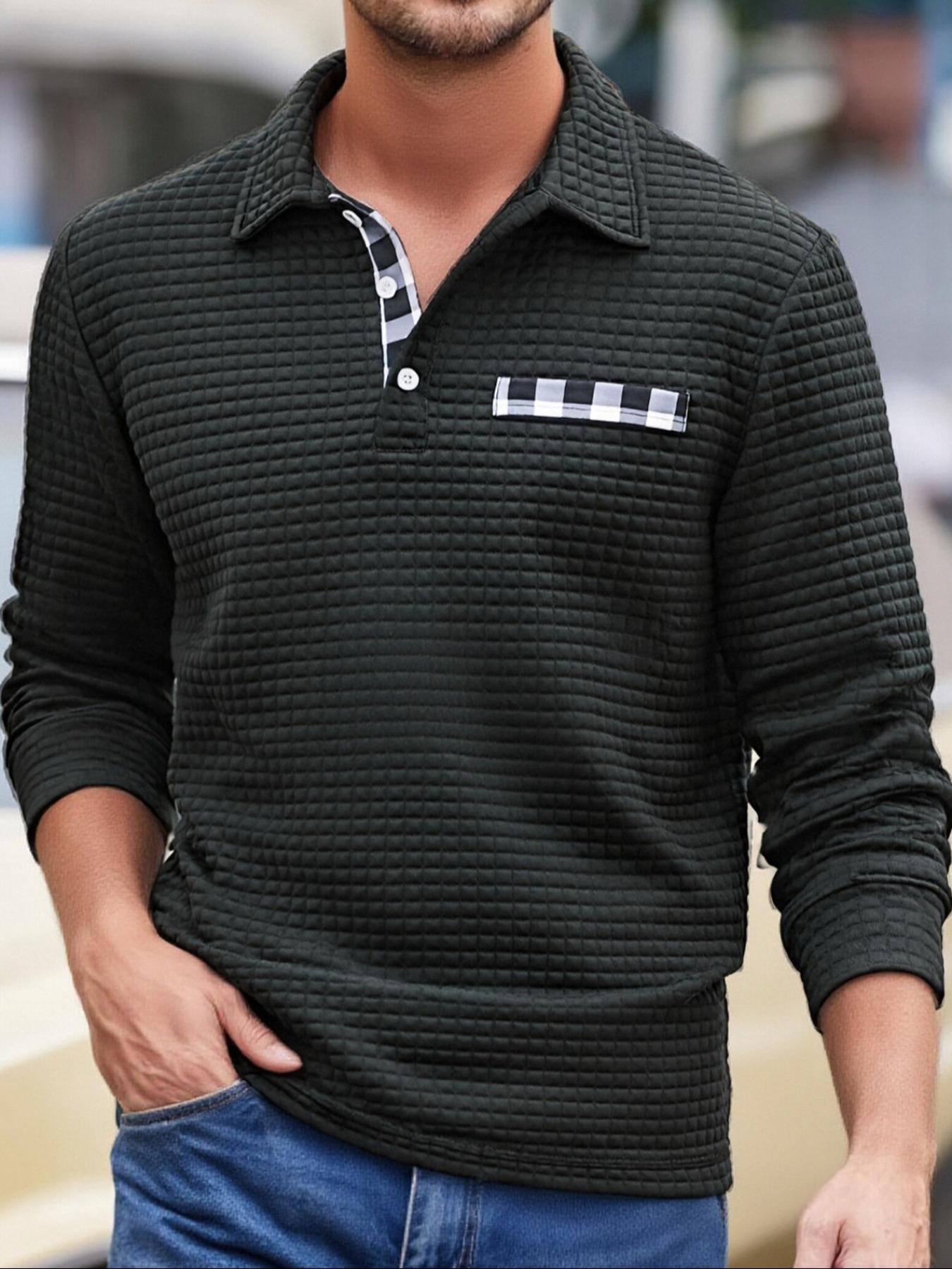 A new men's autumn and winter knitted crew neck long sleeve sweatshirt, suitable for daily wear, vintage half button design, casual and versatile trend simple pullover, is a must-have item in men's wardrobe.