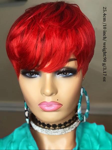 Pixie Cut Wig Human Hair Short Human Hair Wigs for Women Kinky Curly Wig Ombra Blonde 1b/27 Red Short Wigs Human Hair Natural Hair Pixie Wig with Bang
