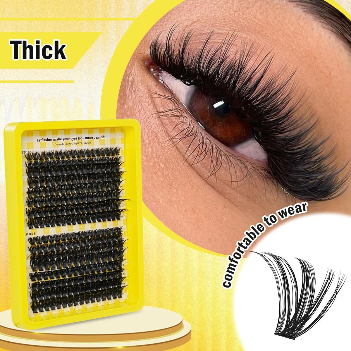 Cluster False Eyelashes, Soft Fluffy Imitation Mink Fur Material, Fashion Versatile Natural Cross Design, DIY Attachment Suitable for All Styles