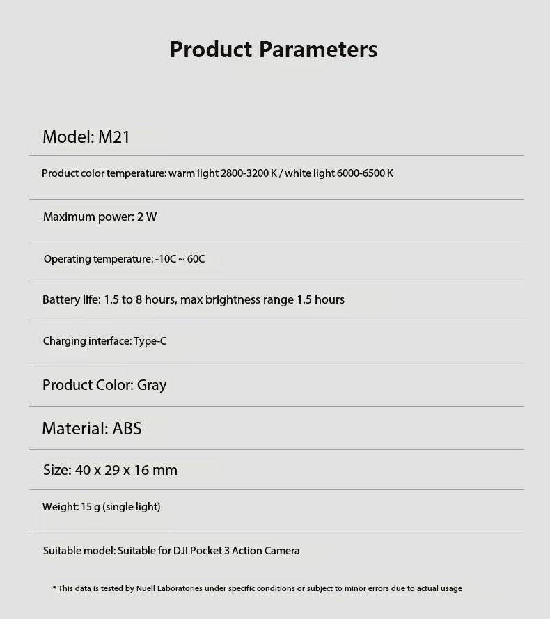 Neewer M21 Magnetic Light for Dji Pocket 3, Portable Quick-Release Mini Light, Vlogging Gear, Camera Accessory, Sports Camera Flashlight