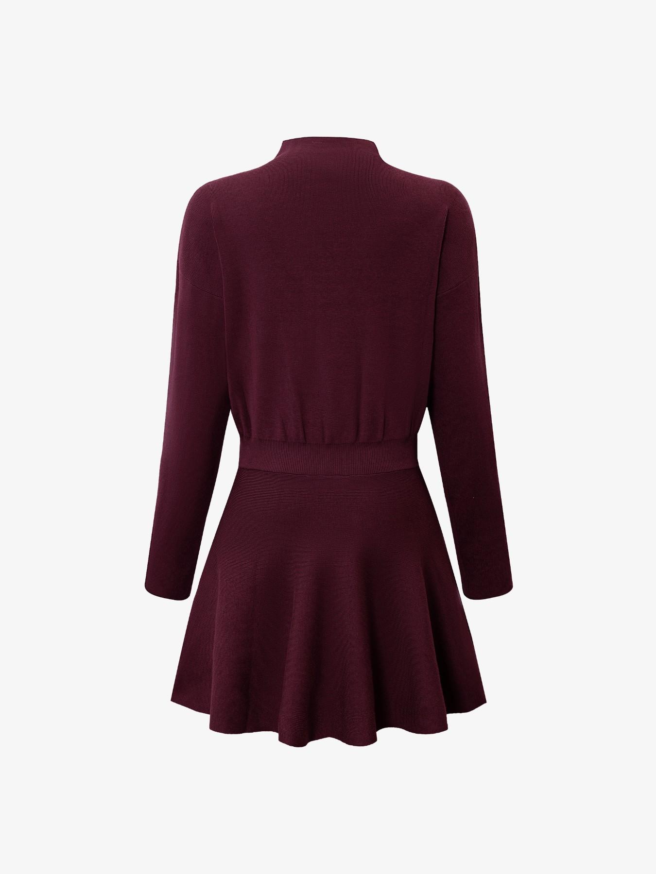 Women's Casual Mock Neck Sweater Dress, Fall/Winter Long Sleeve Solid Relaxed Fit Knit Dress