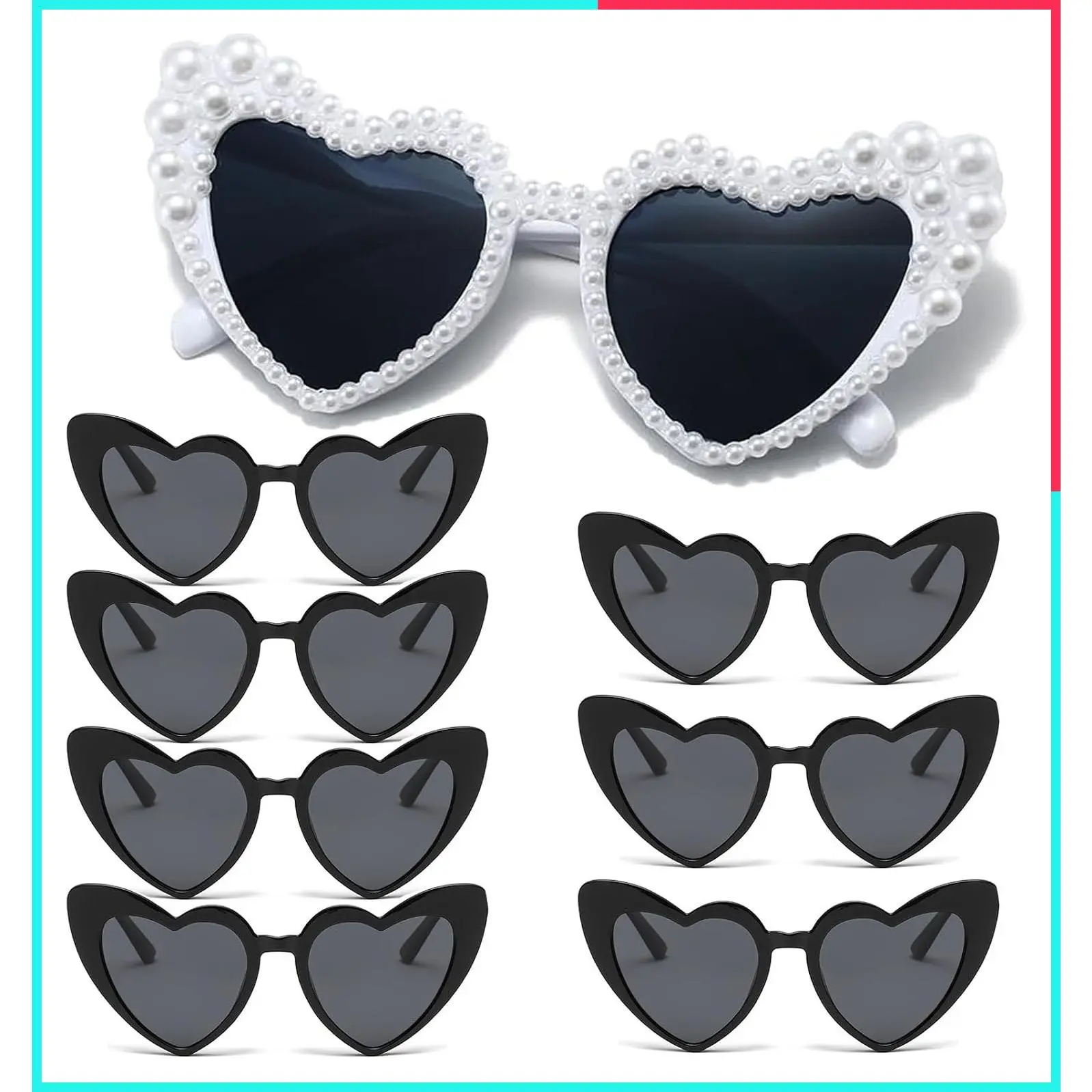 8 Pack Heart Sunglasses for Bachelorette Party - Bride to Be Gifts, Bridesmaid Sunglasses, Bridal Party Favors & Bachelorette Accessories