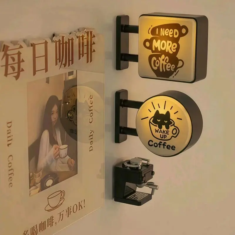 Hot Mini Lightbox Fridge Magnet Coffee Japanese Creative Tourism Souvenir Magnetic Luminous Light Box Home Decoration Adult Gift