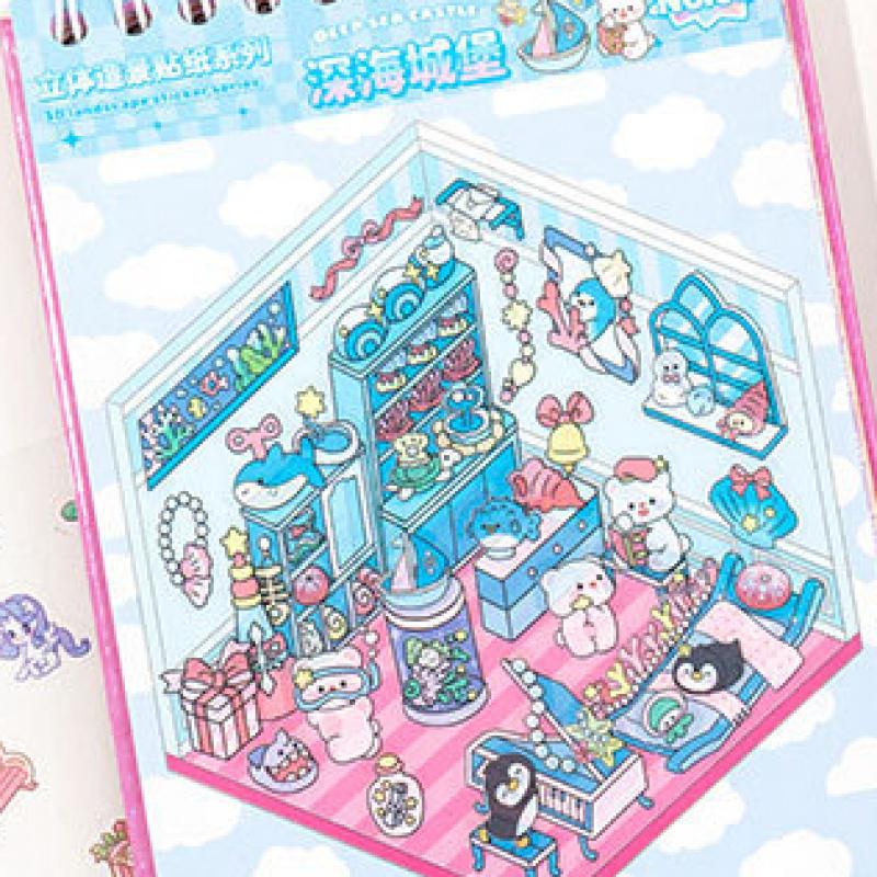 Creative Scene Sticker Book, 30pcs/set 3D Sticker Book, DIY Decorative Sticker Book, DIY Decals for Water Bottles, Laptops & Phone Cases