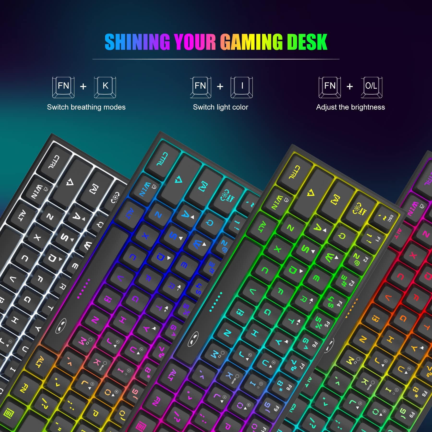 MageGee TS91 Mini 60% Gaming Keyboard, RGB Backlit 61 Key Ultra-Compact Membrane Keyboard, TS91 Ergonomic Waterproof  Office Computer Keyboard for PC, MAC, PS4, Xbox ONE Gamer(Black)