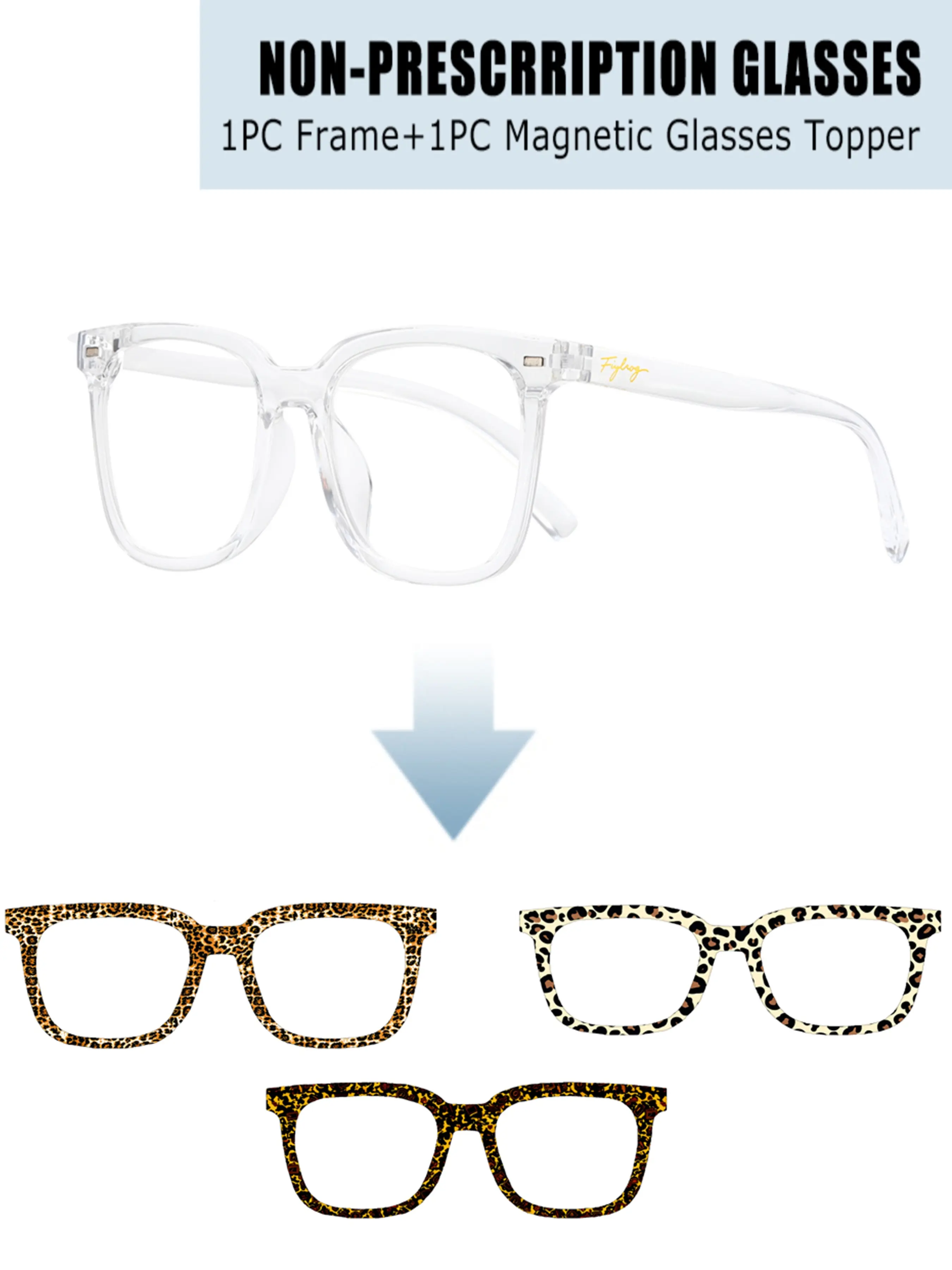 Transparent Frame Leopard Print Combination